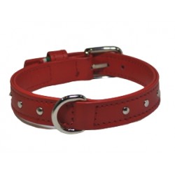 Collare in pelle Metal Rosso