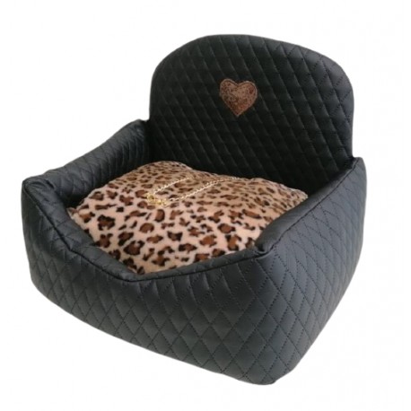 Car Bed Square Black+Leo Brown