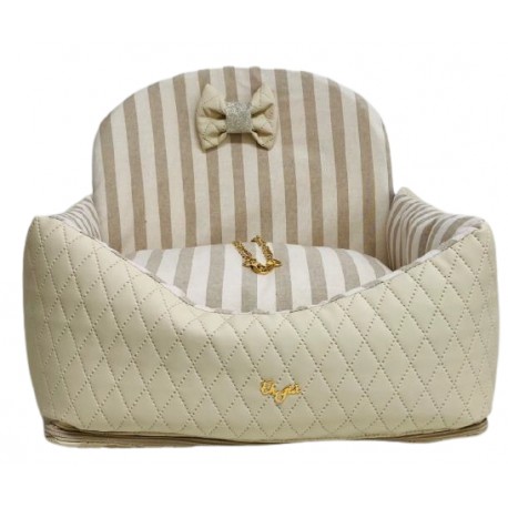 Car Bed Half Square Ivory Half Lines