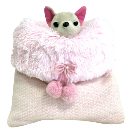 Wool & long fur sleeping bag pom pom