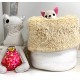 Precius Wool&Long Fur Sleeping Bed pom pom Avorio