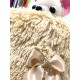 Precius Wool&Long Fur Sleeping Bed pom pom Avorio