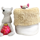 Precius Wool&Long Fur Sleeping Bed pom pom Avorio