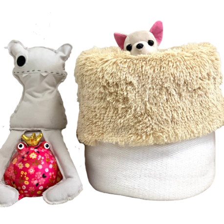 Precius Wool&Long Fur Sleeping Bed pom pom Avorio