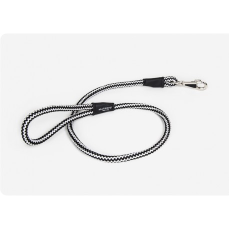 Guinzaglio Tubolare Corda Nero/Bianco + Anello