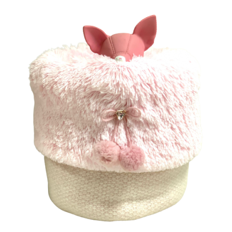 Precius Wool&Long Fur Sleeping Bed pom pom Rosa