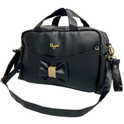 Nursery bag for stroller- Rectangular Black + gold