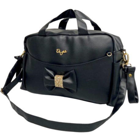 Nursery bag for stroller- Rectangular Black + gold