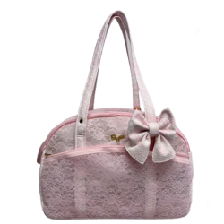 Lace Summer Traveller Bag Half net-Half eco Pink
