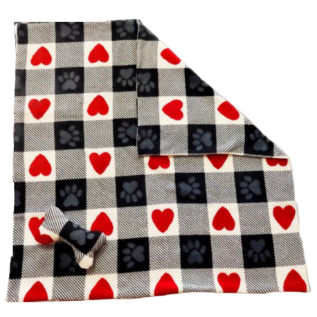 Coperta Cuore Rosso con Gioco Osso