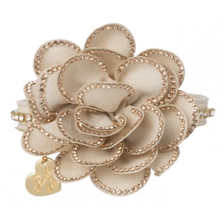 Diamond Flower Collar Cream Suede/Gold