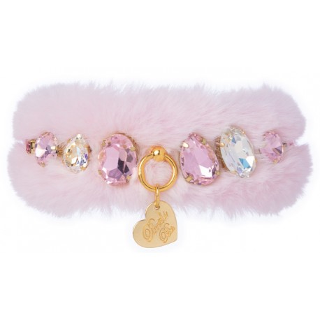Diamond Drops Fur Collar Pink Dore/Gold