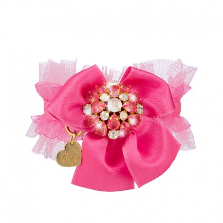 Mon Precious Frufru Bow Collar Fuchsia Ecoleather/Gold
