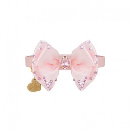 Beautiful Bow Collar Pink Dore Ecoleather/Gold