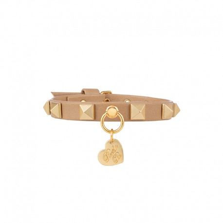 Golden Pyramids Studs Collar Twine Ecoleather/Gold