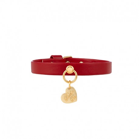 Plain Collar Red Ecoleather/Gold
