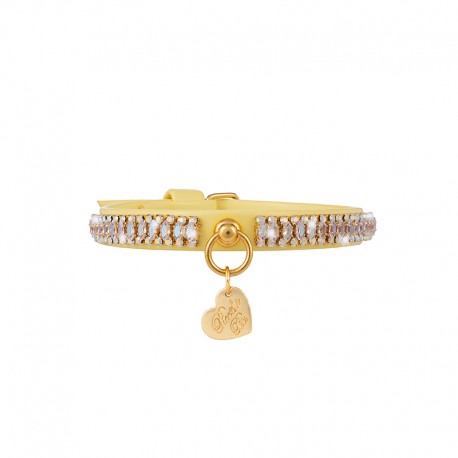 Zircon Chain Collar Yellow Ecoleather/Gold