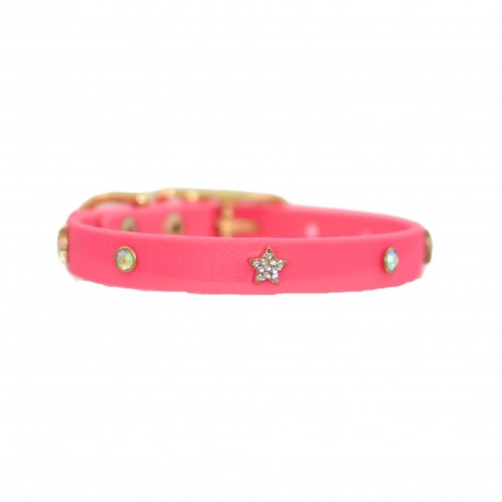 Glittering Stars Passion Pink Biothane Collar
