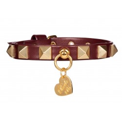 Pyramids Studs Collar Burgundy/Gold