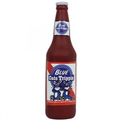 Tuffy Silly Squeaker Beer Bottle Blue Cat