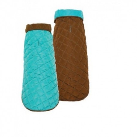 DIAMOND QUILTED COAT Aqua/Brown