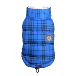 Plaid Sherling Puffer Vest Blue