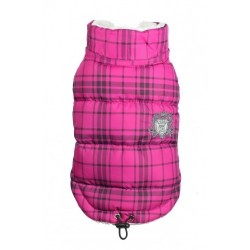 Plaid Sherling Puffer Vest Pink