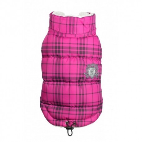 Plaid Sherling Puffer Vest Pink